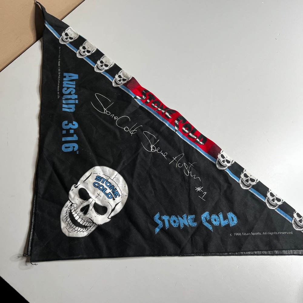 Vintage 1998 Stone Cold‎ Steve Austin WWF Bandana Austin 3:16 Skull Hav-A-Hank